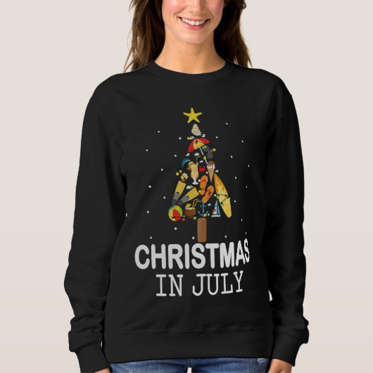 Christmas In July Santa Summer Beach Vacation Tree Trui (Voorkant)