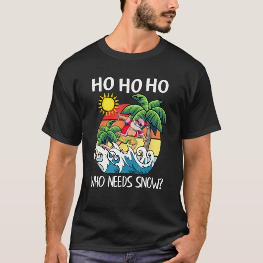 Christmas In July Santa Surfing Summer Beach Vaca T-shirt (Voorkant)