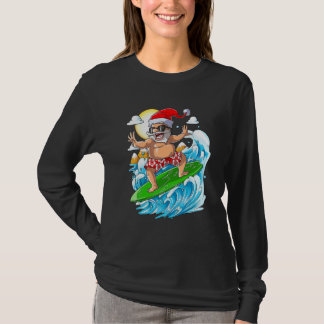 Christmas In July  Santa Surfing Summer Vacation T-shirt