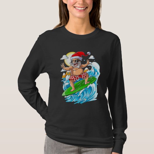 Christmas In July  Santa Surfing Summer Vacation T-shirt (Voorkant)