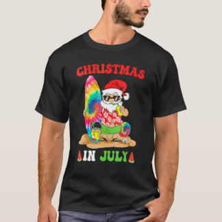 Christmas In July Santa Tie Dye Summer Surf Surfin T-shirt
