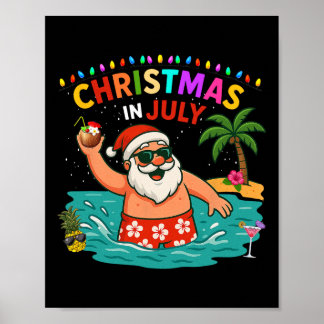 Christmas In July Shirt Boys Kids Santa Coconut Su Poster