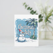Christmas in July Snowman & Palm Tree Design Briefkaart (Staand voorkant)