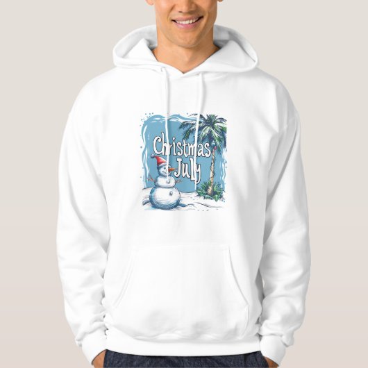Christmas in July Snowman & Palm Tree Design Hoodie (Voorkant)