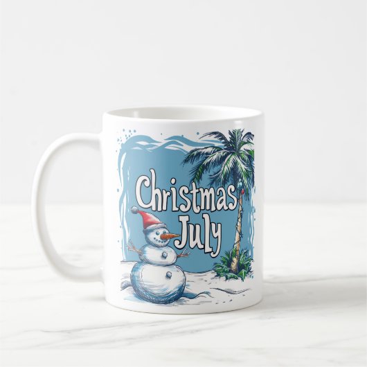 Christmas in July Snowman & Palm Tree Design Koffiemok (Links)