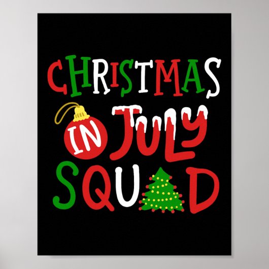 Christmas In July Squad Funny Merry Xmas Men Women Poster (Voorkant)