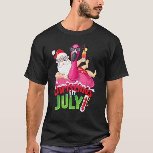 Christmas In July  Summer Flamingo Float Xmas 1 T-shirt (Voorkant)
