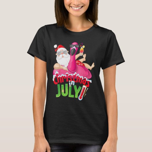 Christmas in July Summer Flamingo Float Xmas 2 T-shirt (Voorkant)