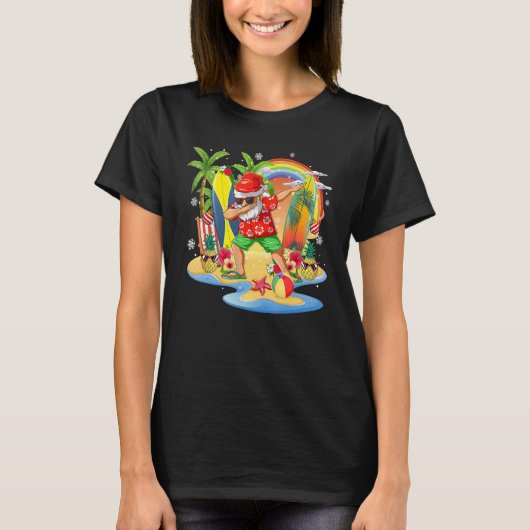 Christmas in July  Summer Santa Beach Hawaii Surf T-shirt (Voorkant)