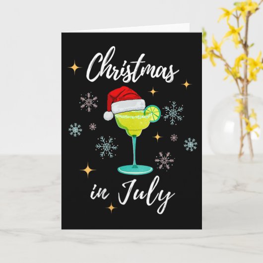 Christmas In July Tail Santa Hat Summer Women Men  Kaart (Gele Bloem)