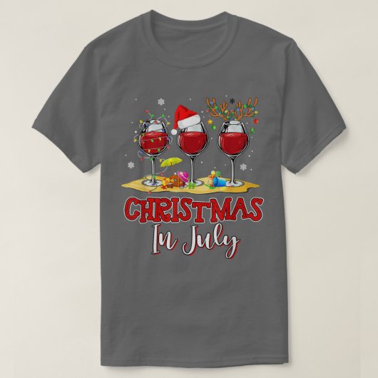 Christmas in July Three Glass Of Red Wine Summer 2 T-shirt (Design voorkant)