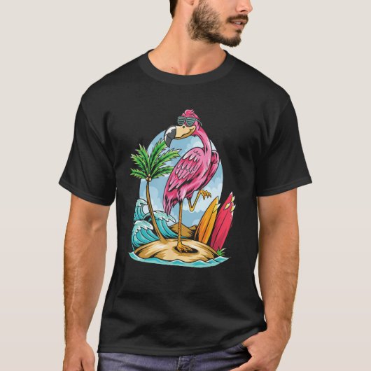 Christmas In July  Tropical Flamingo Hawaii Summer T-shirt (Voorkant)