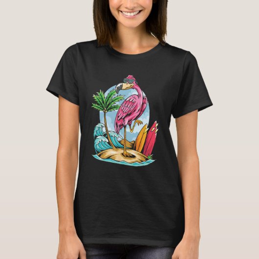 Christmas In July  Tropical Flamingo Hawaii Summer T-shirt (Voorkant)