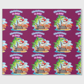 Christmas in July Tropical Santa Beach Design Cadeaupapier (Vlak)