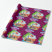 Christmas in July Tropical Santa Beach Design Cadeaupapier (Uitgerold)