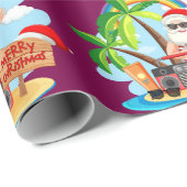 Christmas in July Tropical Santa Beach Design Cadeaupapier (Rol Hoek)