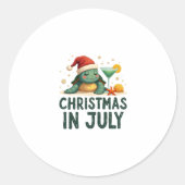 Christmas In July Turtle Summer Xmas Tortoise Wome Ronde Sticker (Voorkant)