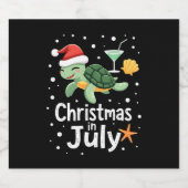 Christmas In July Turtle Summer Xmas Tortoise Wome Sparkling Wijnetiket (Enkel label)