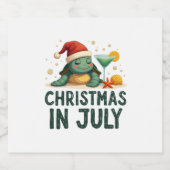 Christmas In July Turtle Summer Xmas Tortoise Wome Sparkling Wijnetiket (Enkel label)