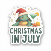 Christmas In July Turtle Summer Xmas Tortoise Wome Sticker (Voorkant)