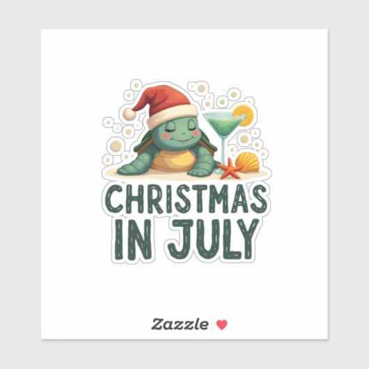Christmas In July Turtle Summer Xmas Tortoise Wome Sticker (Vel)