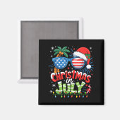 Christmas In July Usa Flag Summer Beach Hawaii San Magneet (Voorkant / Achterkant)