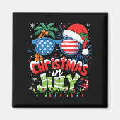 Christmas In July Usa Flag Summer Beach Hawaii San Magneet (Voorkant)