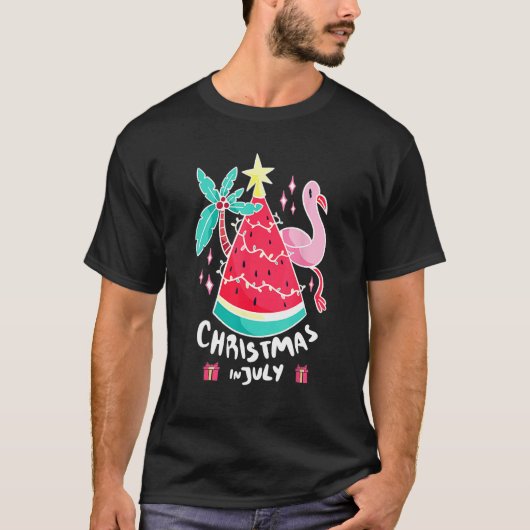 Christmas In July Watermelon Christmas Tree Summer T-shirt (Voorkant)