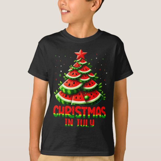 Christmas In July Watermelon Tree Summer Mens Wome T-shirt (Voorkant)