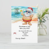 Christmas in July with SANTA CLAUS Save the date Kaart (Staand voorkant)