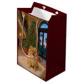 Christmas In L.A. Pomeranian Holiday  Medium Cadeauzakje (Voorkant Gekanteld)