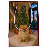 Christmas In L.A. Pomeranian Holiday  Medium Cadeauzakje (Voorkant)