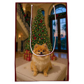 Christmas In L.A. Pomeranian Holiday  Medium Cadeauzakje (Achterkant)