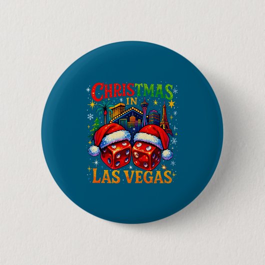 Christmas In Las Vegas Funny Holiday Design Long S Ronde Button 5,7 Cm (Voorkant)