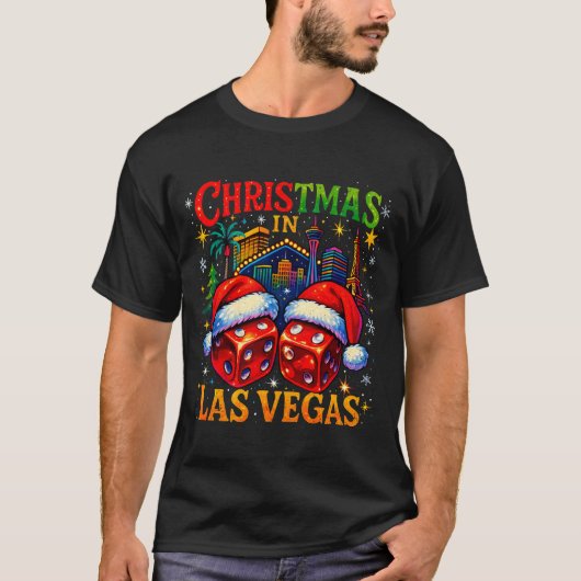 Christmas In Las Vegas Funny Holiday Design Long S T-shirt (Voorkant)