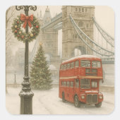 Christmas in London Gift for Traveler | Holiday Vierkante Sticker (Voorkant)