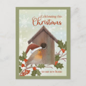 Christmas in New Home Bird and Birdhouse Briefkaart (Voorkant)