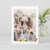 Christmas in New York Watercolor Photo Card Feestdagenkaart (Staand voorkant)