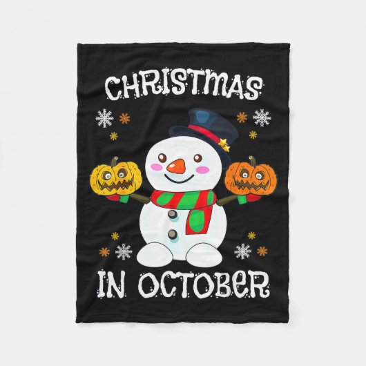 Christmas In October Halloween Snowman Pumpkin Kid Fleece Deken (Voorkant)