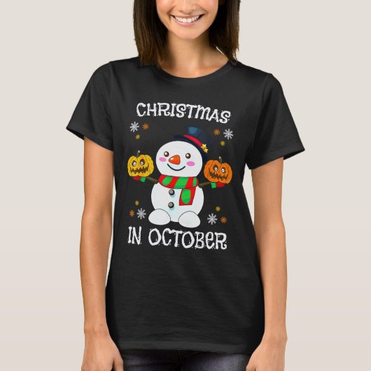 Christmas In October Halloween Snowman Pumpkin Kid T-shirt (Voorkant)