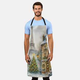 Christmas in Paris Apron | Watercolor Eiffel Tower Schort