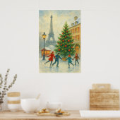 Christmas in Paris Art Print – Eiffel Tower Winter (Keuken)
