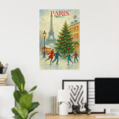 Christmas in Paris Art Print – Eiffel Tower Winter (Thuiskantoor)