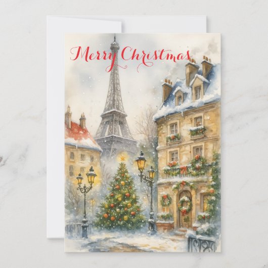 Christmas in Paris Eiffel Tower Winter Personalize Kaart (Voorkant)