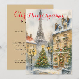 Christmas in Paris Eiffel Tower Winter Personalize Kaart