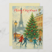 Christmas in Paris Eiffel Tower Winter Personalize Kaart (Voorkant / Achterkant)