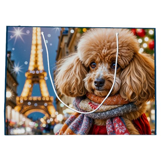 Christmas In Paris Poodle  Groot Cadeauzakje (Achterkant)