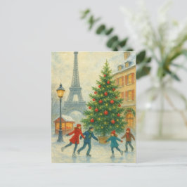 Christmas in Paris Postcard – Eiffel Tower Winter Briefkaart