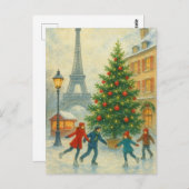 Christmas in Paris Postcard – Eiffel Tower Winter  Briefkaart (Voorkant / Achterkant)