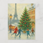 Christmas in Paris Postcard – Eiffel Tower Winter  Briefkaart (Voorkant)